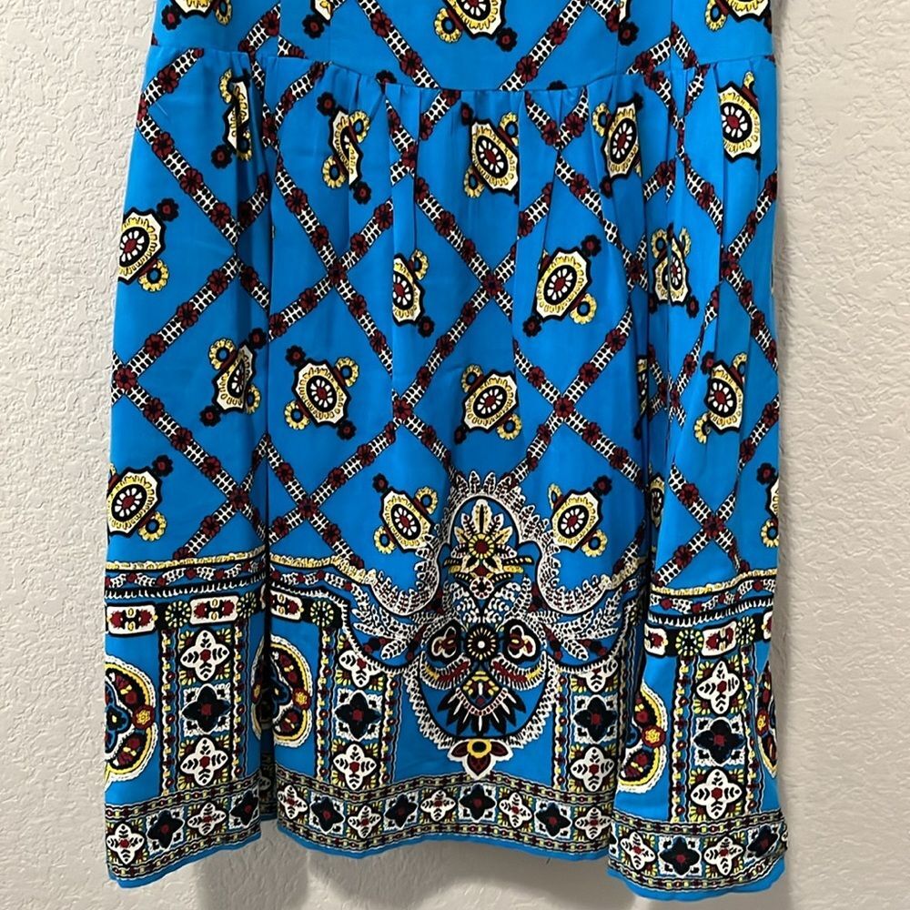 NANETTE LEPORE Border-Print Camisole Mini Dress, Blue Paisley, Size 4 - Picture 4 of 11